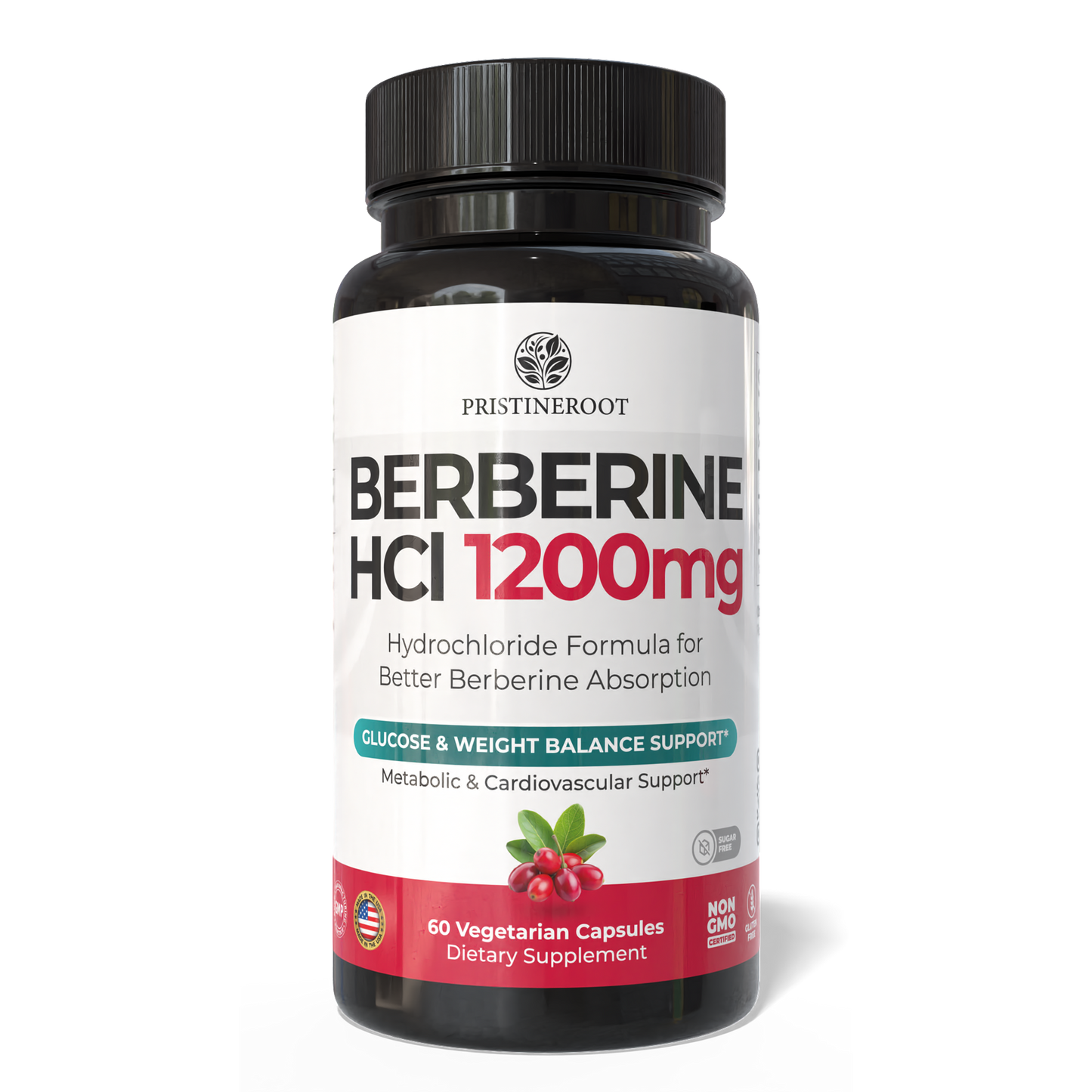 Berberine HCl 1200mg - 60 Capsules
